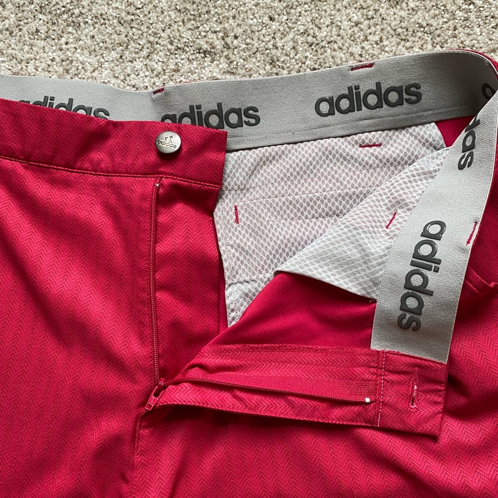 Men’s Adidas Cherry Red Golf Shorts - Picture 4 of 8